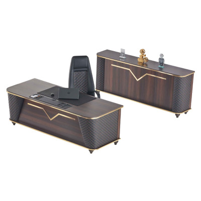 Komplett Schreifdësch Büro stull Sideboard Braun Schwaarz Aarbechtszëmmer