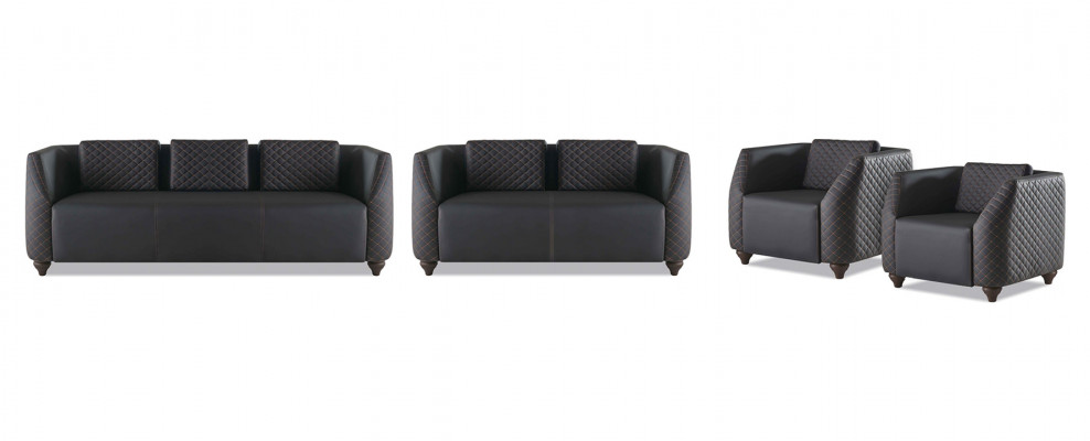 Canapé-Sätz 3-Plaz 2-Plaz Sesselschwaarz Ledersofa Polstersofa Couch