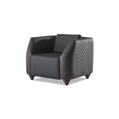 Sofa-Set 2-Sëtzer Fauteuil Couchtisch Schwaarz Braun Polster Lieder Këssen
