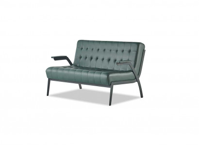 Chesterfield Gréng Sofa 2-Sëtzer Liederdivan Modern Canapé Lieder Nëtzstahl