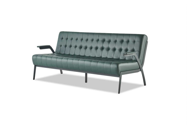 Sofaen Ledersofa-Set 3-Sëtzer Gréng Sëtzméiwele Modern Chesterfield Edelstol