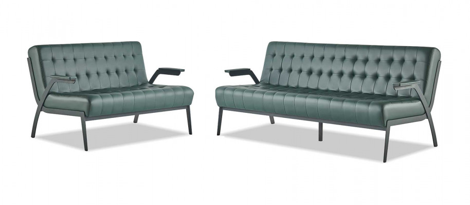 Chesterfield Lieder Set 3-Sëtzer 2-Sëtzer Gréng Lieder-Sofas Modern Holz