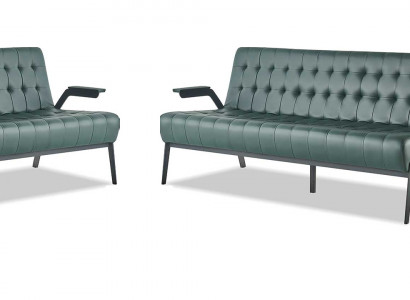 Sëtzmoossel-Set 3-Sëtzer Fotell Gréng Edelstol Modern Lieder Chesterfield