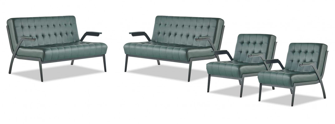 Sofa-Set Gréng Eenfaarweg Modern Edelstahl Stil Chesterfield Lieder Holz