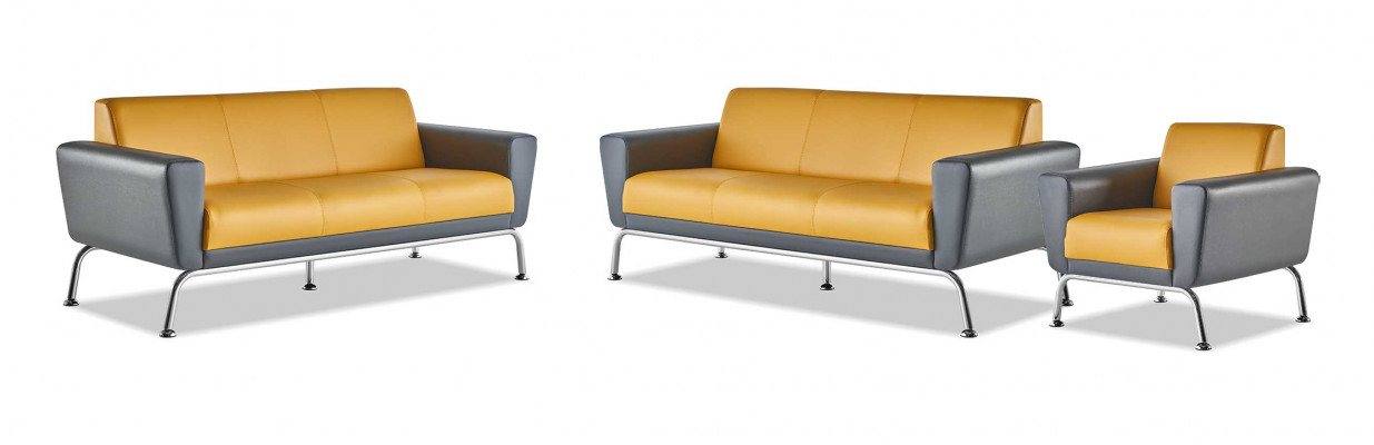 Liederparks Lieder Edelstahl Modern Giel Gro 3-Sëtzer Fotell Sofas-Set