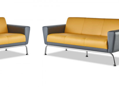 Liederparks Lieder Edelstahl Modern Giel Gro 3-Sëtzer Fotell Sofas-Set