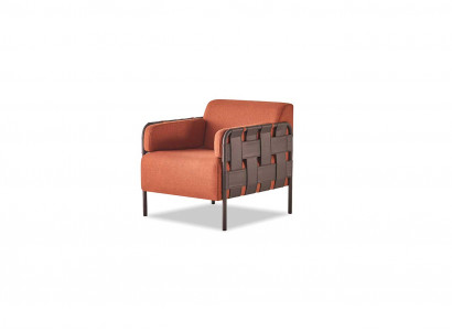 Lehnsessel Aarmstull Orange Stoff Modern Lieder Stoff 1-Sëtzer Mëll