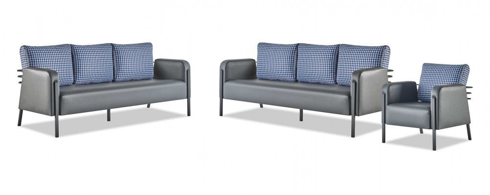 Sofa-Set Gro Blo Lieder-Sofa 3-Sëtzer Fotell Modern 1-Sëtzer Lieder Textil