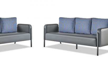 Sofa-Set Gro Blo Lieder-Sofa 3-Sëtzer Fotell Modern 1-Sëtzer Lieder Textil