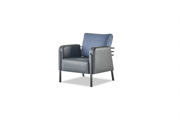 Sofazen Gepolsters Edelstahl Ledersofa-Set 3-Sëtzer Fauteuil Gro Blo Textil