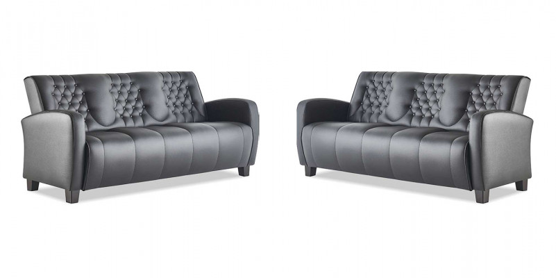 Chesterfield Canapé 3-Sëtzer Sofa Set Modern Lieder-Sofas Holz Knäppercher