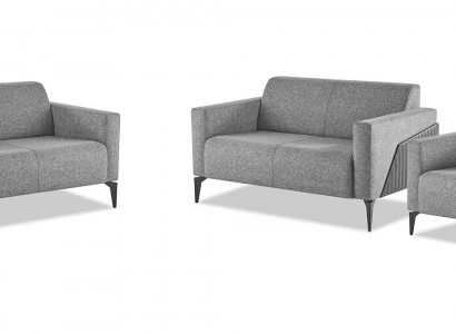 Sofa-Set Grey Sofas Fauteuils Edelstol Sofa-Set 2-Sëtzer Fauteuil