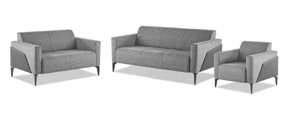 Komplett Set 3-Sëtzer 2-Sëtzer Fotell Gro Lieder Modern Textil Couch