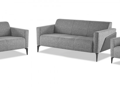 Komplett Set 3-Sëtzer 2-Sëtzer Fotell Gro Lieder Modern Textil Couch
