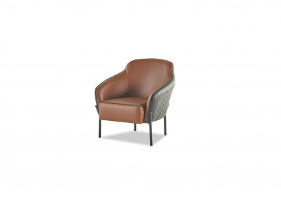 Brau-Schwaarz Fauteuil Modern Lieder Edelstol 1-Sëtzer Mëll.