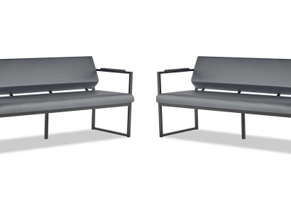 Set vu Ledersuergen 3-Sëtzer Schwaarz Edelstahl Lieder Modern Sofa-Set Couch