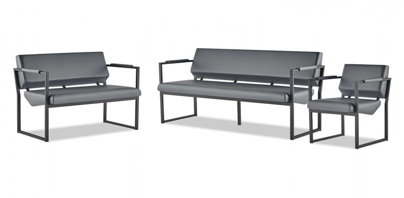 Komplett schwaarz Lieder-Sofa-Set Couch 3-Sëtzer 2-Sëtzer Sessell Holz