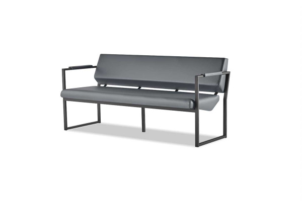 Sofagarnitur Schwaarz Modern Ledersofa Sofa-Set 3-Sëtzer Fotell Inoxstahl