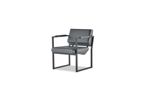 Sofagarnitur Schwaarz Modern Ledersofa Sofa-Set 3-Sëtzer Fotell Inoxstahl