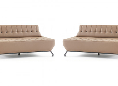 Ledersofa Set 2-Sëtzer Beige Lieder Art Déco Stil Chesterfield Edelstol