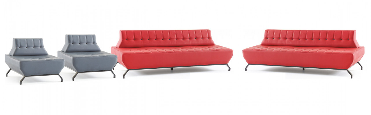 Modernt Sofa-Set Rout 3-Sëtzer Gro Sesselen Chesterfield Chesterfield