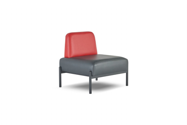 Schwaarz Rout Lieder Sofa Flur Diele Art Deco Lieder Sessel Edelstol 1-Sëtzer