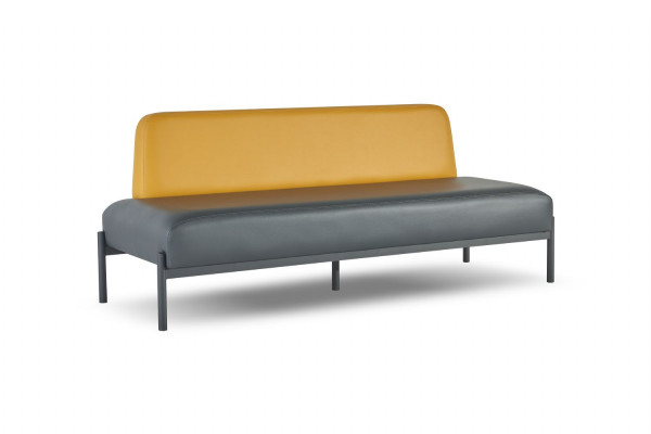 Sofaen 3-Sëtzer Fotell Pouf Schwaarz Giel Rout Art Deco Lieder Komplett