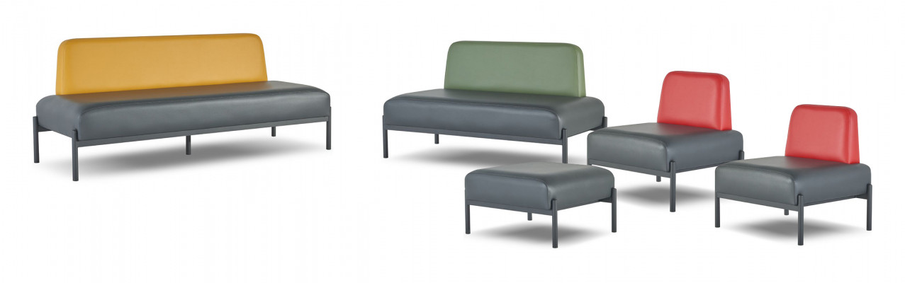 Sëtzmöbel 3-Platzer 2-Platzer Fauteuil Hocker Schwaarz Giel Gréng Rout Couch
