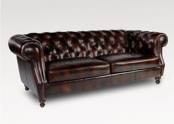 Chesterfield Grouss XXL Canapé Blackpool Canapé Kënschtlech Lieder Textil Polster Set.