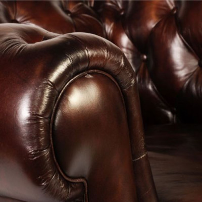 Chesterfield Grouss XXL Canapé Blackpool Canapé Kënschtlech Lieder Textil Polster Set.