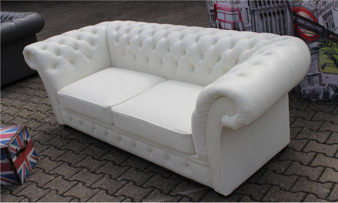 Chesterfield Sofa 3-Sëtzer Polster Napalon Lieder Couch Garnitur Nei
