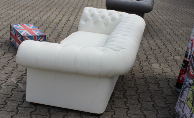 Chesterfield Sofa 3-Sëtzer Polster Napalon Lieder Couch Garnitur Nei