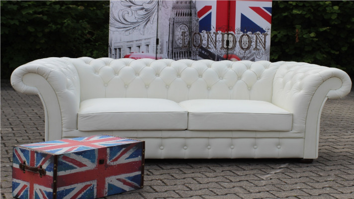 Chesterfield Sofa 3-Sëtzer Polster Napalon Lieder Couch Garnitur Nei