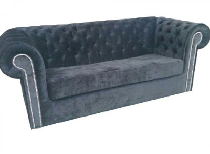 Chesterfield Samt Textil Stoff Canapé Couch Polster 3 Sëtz Klassesch Couchen Nei