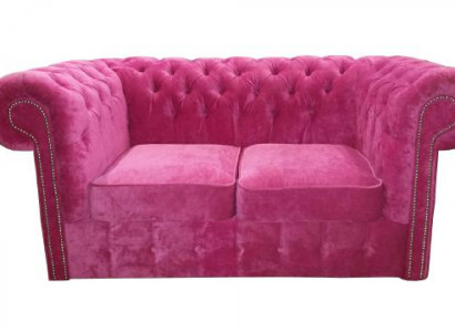 Chesterfield Textil Samt Stoff Canapé Couch Polster 2 Sëtz Klassesch Canapéë Nei!