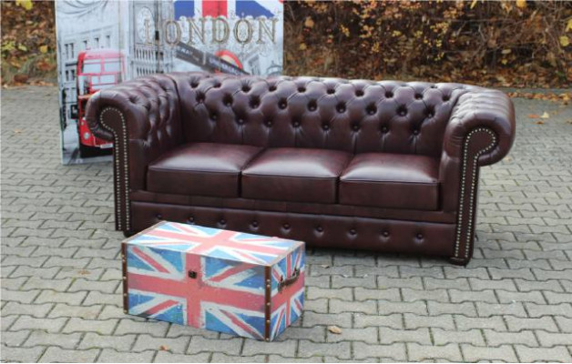 Chesterfield Sofa Couch Polster 3 Sëtz Klassesch Couchen Garnitur Nei