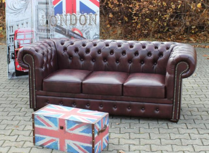 Chesterfield Sofa Couch Polster 3 Sëtz Klassesch Couchen Garnitur Nei