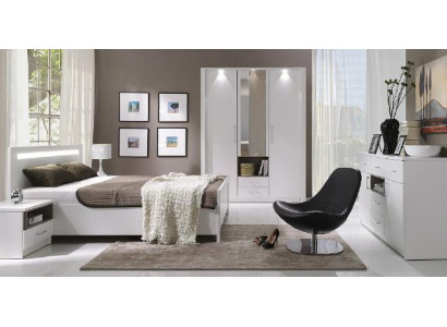 Elegantes wäisst Bett an engem raffinéiertem zäitgenëssesche Stil a Premium-Qualitéit