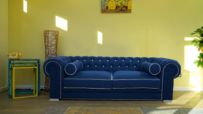 Chesterfield Sofa 3-Sëtzer Gepolstert Designer Couchen Sofaen Garnitur SL Sofa 5