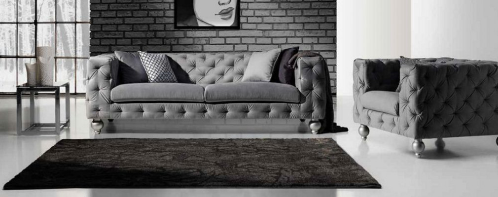 Sofagarnitur Chesterfield Set 252cm + Fotell Sofa Couch Designer Dekor Sofa