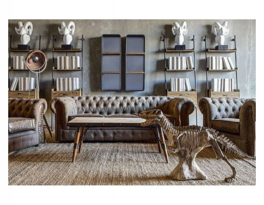 Sëtzgarnitur Polster Canapé Sofa Klassik Chesterfield 3 Sëtzer Set Nei NAPOLI V