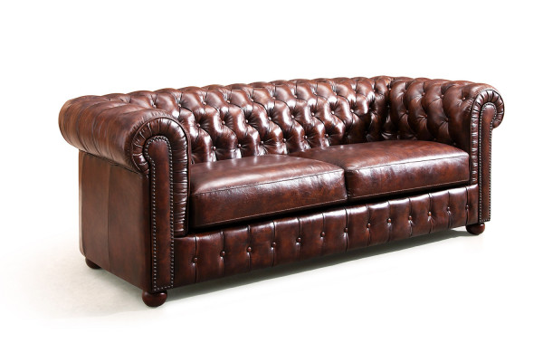 Chesterfield Sofa Canapé Polster 3 Sëtz Garnitur Lieder Textil Sofaen Nei
