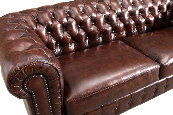Chesterfield Sofa Canapé Polster 3 Sëtz Garnitur Lieder Textil Sofaen Nei