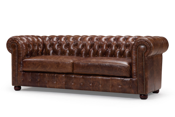 Chesterfield Sofa Canapé Polster 3 Sëtz Garnitur Lieder Textil Sofaen Nei