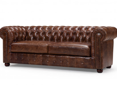 Chesterfield Sofa Canapé Polster 3 Sëtz Garnitur Lieder Textil Sofaen Nei