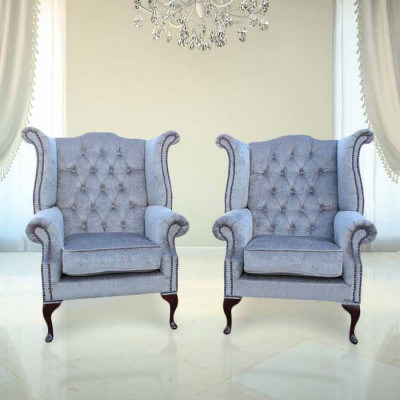 Chesterfield Ouerensessel Sëtz Couch Sofa Polster Sëtz Lounge Babyblo Relax