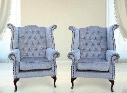 Chesterfield Ouerensessel Sëtz Couch Sofa Polster Sëtz Lounge Babyblo Relax