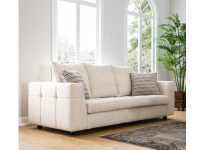 Luxus modern Sofa 3-Sëtzer Polstersofa wäiss Textil Sëtz Design Couch Sofas