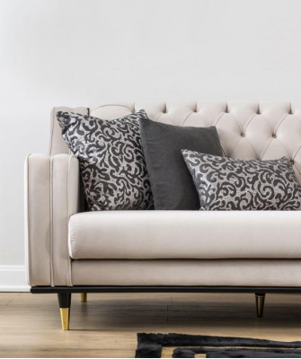 Klassesch Chesterfield Drësëtzeger Miwwel Sofa Luxus Couchen Beige 3 Sëtz Sofaen