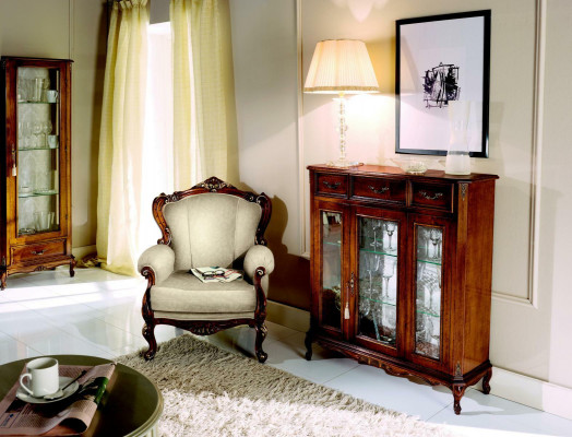 Miwwelen Stil Barock Holz Kommode Schaf Vitrinn Miwwelen Luxus Fautteuil